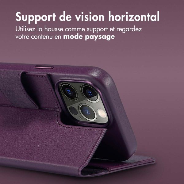 Accezz Étui de télephone portefeuille en cuir 2-en-1 avec MagSafe Apple iPhone 15 Pro Max - Heath Purple