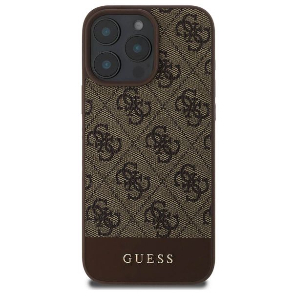Guess Coque arrière Bottom Stripe 4G Apple iPhone 16 Pro Max - Marron