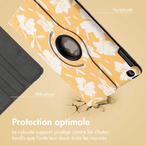 imoshion Coque tablette Design rotatif à 360° Apple iPad 6 (2018) 9.7 pouces / iPad 5 (2017) 9.7 pouces - Yellow Flowers