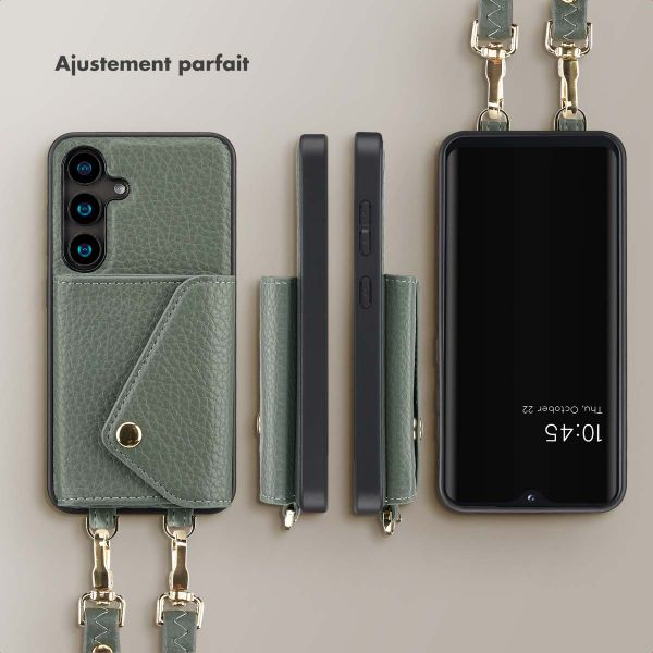 Selencia Coque de télephone Sera avec cordon et porte-cartes enveloppe Samsung Galaxy S24 - Sage Green