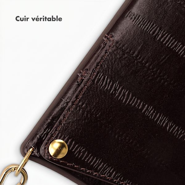 Selencia Nova coque arrière en cuir véritable avec porte-cartes Apple iPhone 15 Pro - Dark Chocolate