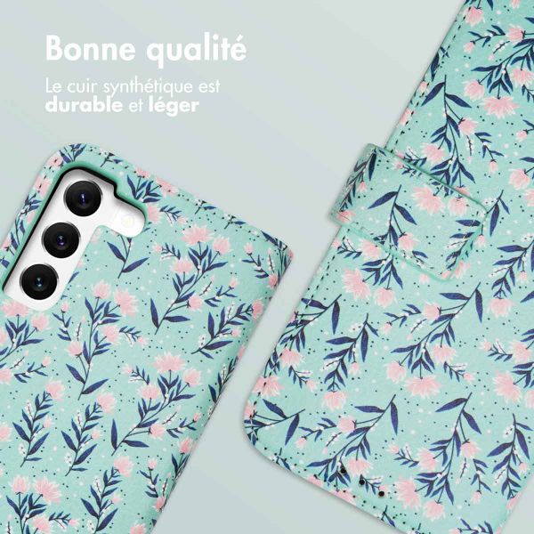 imoshion Étui de télephone portefeuille Design Samsung Galaxy S22 - Blue Flowers