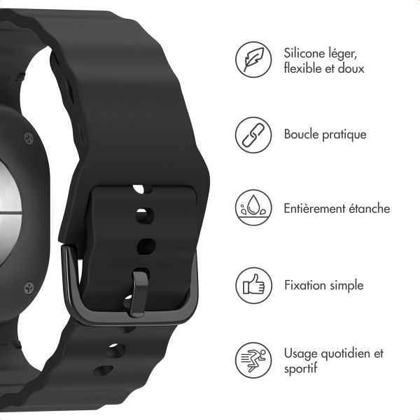 imoshion Bracelet Wave en silicone Samsung Galaxy Watch 8 (40/44mm) / Classic (46mm) - Noir