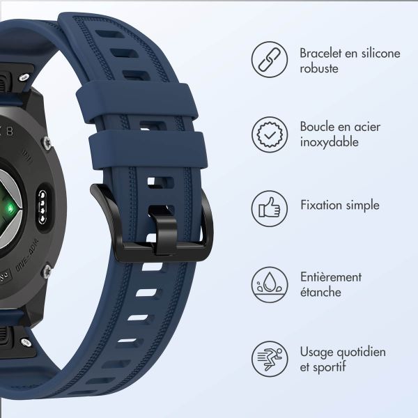 imoshion Bracelet QuickFit® Line en silicone  - Connexion Garmin 20 mm - Bleu foncé