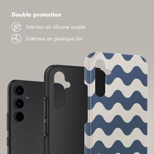 Selencia Coque arrière Vivid Samsung Galaxy A34 (5G) - Wave Vibes Classic Blue
