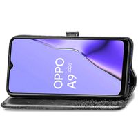 Etui de télephone portefeuille Mandala Oppo A5 (2020) / A9 (2020) - Noir