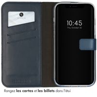 Selencia Étui portefeuille en cuir véritable Apple iPhone 14 - Bleu