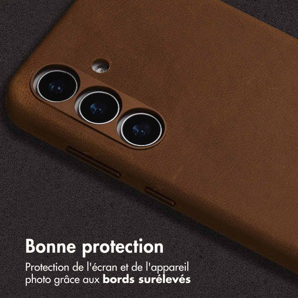 Accezz Coque MagSafe en cuir vintage Samsung Galaxy S25 / S24 - Tabacco Cognac