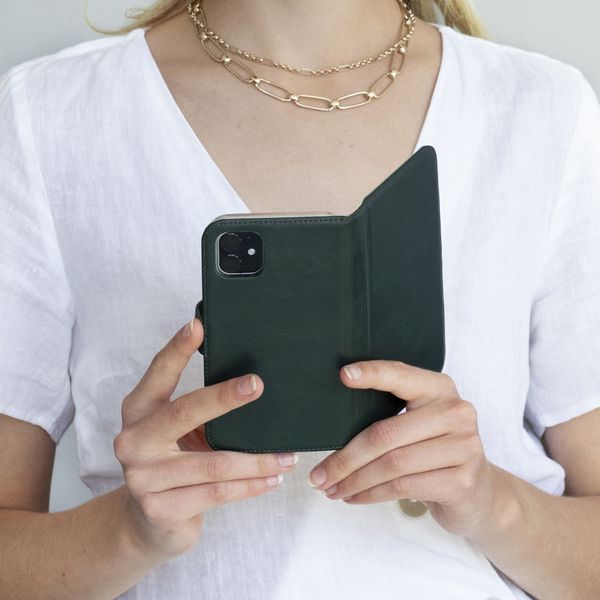 Selencia Étui portefeuille en cuir véritable Samsung Galaxy S21 - Vert