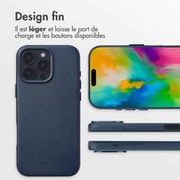 Accezz Coque arrière en cuir avec MagSafe Apple iPhone 16 Pro Max - Nightfall Blue