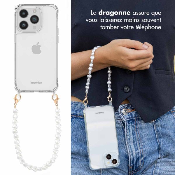 imoshion Coque avec dragonne + bracelet Apple iPhone 14 Pro - Perles Cœurs