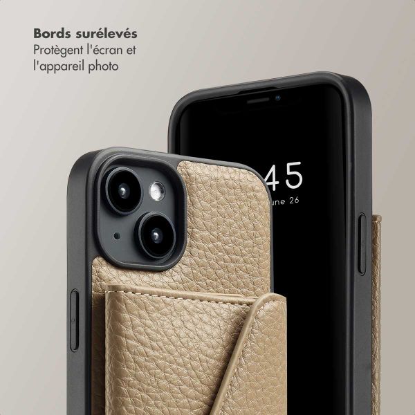 Selencia Coque de télephone Sera avec cordon et porte-cartes enveloppe Apple iPhone 14 - Taupe