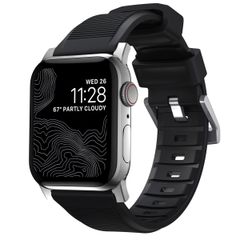 Nomad Bracelet robuste FKM Apple Watch | 44/45/46/49 mm - Argent / Noir