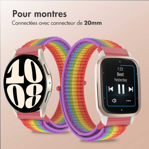 imoshion Bracelet en nylon avec fermeture velcro Samsung Galaxy Watch 7 40/44 mm - Arc-en-ciel
