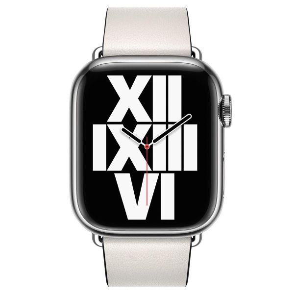 Apple Bracelet Leather Band Modern Buckle Apple Watch | 38/40/41/42 mm - Taille L - Chalk