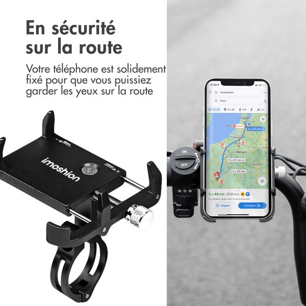 imoshion Support de téléphone en aluminium pour vélo - Léger - Universel - Noir