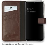 Selencia Étui portefeuille en cuir véritable Samsung Galaxy A13 (4G) - Marron