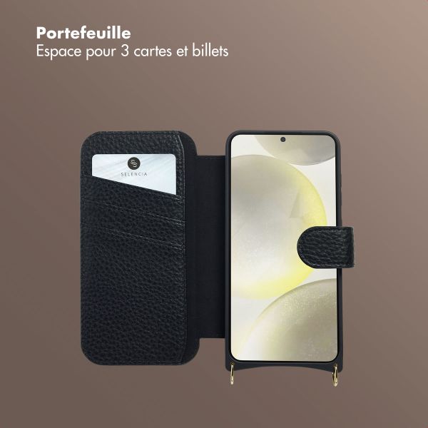Selencia Étui Riva avec MagSafe et cordon de téléphone Samsung Galaxy S25 / S24 - Noir