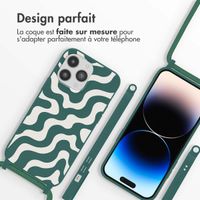 imoshion Coque design en silicone avec cordon Apple iPhone 14 Pro Max - Petrol Green Groovy