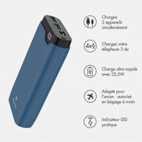 imoshion Batterie externe 20 000 mAh - Chargeur rapide 22,5 W - USB-C / USB-A - Bleu