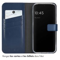 Selencia Étui portefeuille en cuir véritable Google Pixel 9 / 9 Pro - Bleu