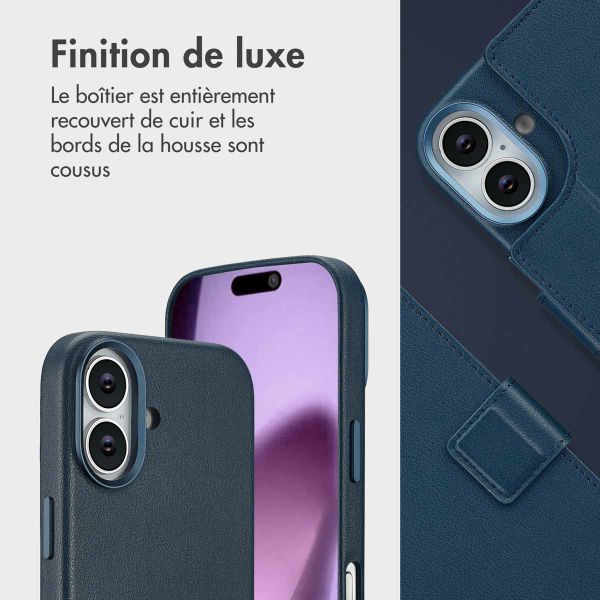 Accezz Étui de télephone portefeuille en cuir 2-en-1 avec MagSafe Apple iPhone 17 - Nightfall Blue