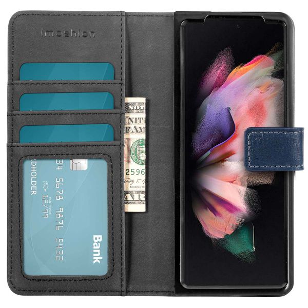 imoshion Étui de télephone portefeuille de luxe Samsung Galaxy Z Fold3 - Zwart - Bleu foncé