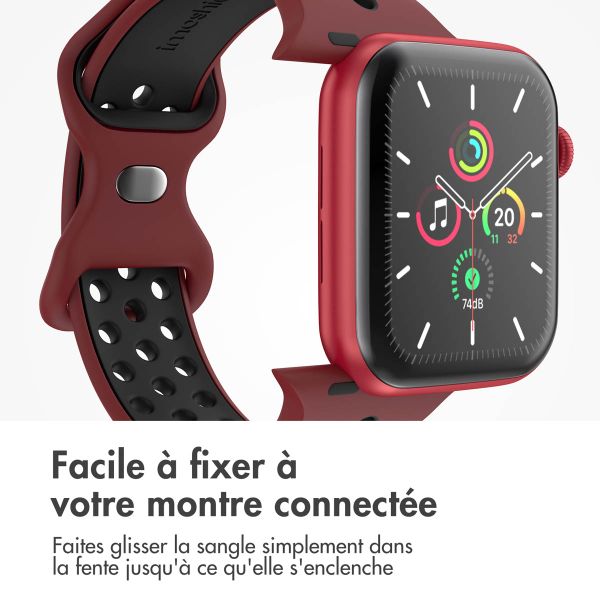 imoshion Bracelet Sport⁺ en silicone Apple Watch | 38/40/41/42 mm - Taille M/L - Wine Red & Black