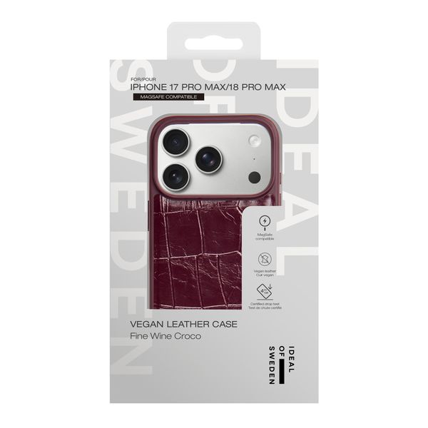 iDeal of Sweden Coque MagSafe en cuir végétalien Apple iPhone 18 Pro Max / 17 Pro Max - Fine Wine Croco