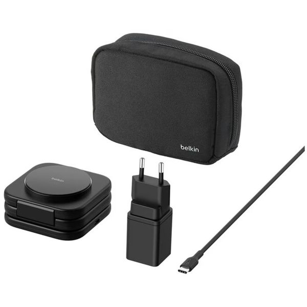 Belkin Station de recharge de voyage sans fil magnétique 3-en-1 avec Qi2 15 W - Noir