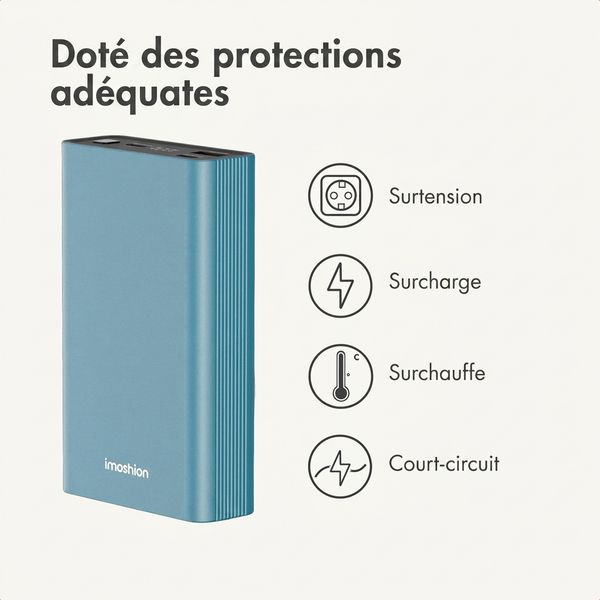 imoshion Ultra Series Aluminium Batterie externe 20.000 mAh - Charge rapide jusqu'à 33 watts - Petrol Green
