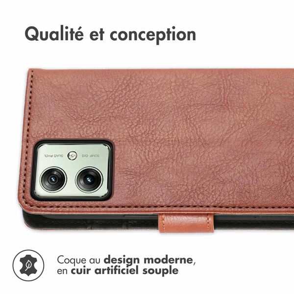 imoshion Étui de télephone portefeuille de luxe Motorola Moto G54 - Marron