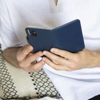 Selencia Étui portefeuille en cuir véritable Samsung Galaxy S21 - Bleu