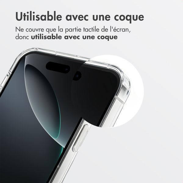 Accezz Protection d'écran en verre trempé avec filtre de confidentialité + Applicateur Apple iPhone 16 Pro