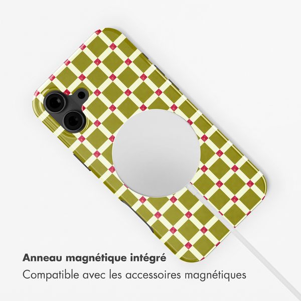 Selencia Coque arrière Vivid avec MagSafe Apple iPhone 16 - Check This Olive