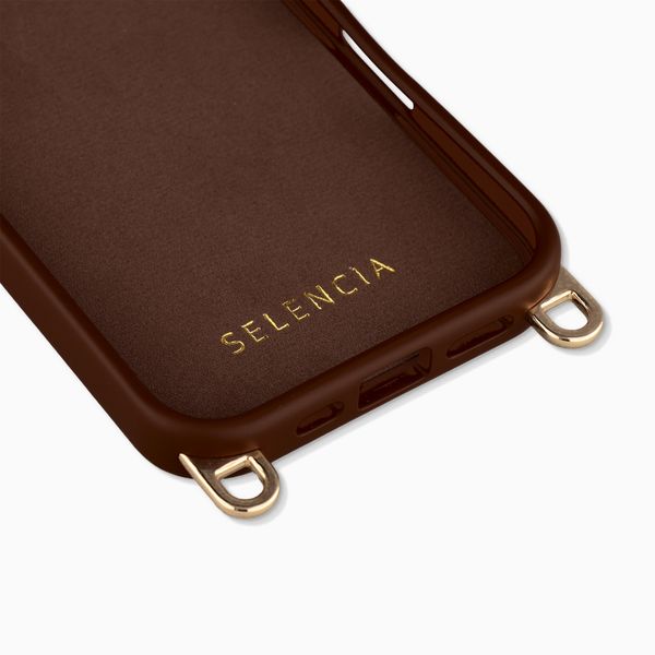 Selencia Coque arrière Rivièra avec MagSafe avec crochets amovibles Apple iPhone 16 - Choco Brown