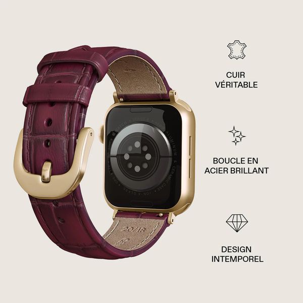 Burga Bracelet en cuir véritable  - Apple Watch | 44/45/46/49 mm / Connexion universelle 20 mm - Mobwife / Gold