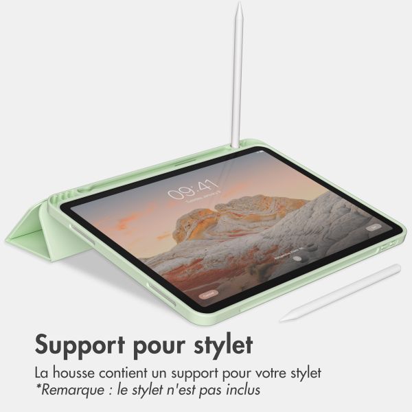 Accezz Coque tablette portefeuille Smart Silicone Apple iPad Air 11 pouces (2026) M4 / (2025) M3 / (2024) M2 / Air 5 (2022) / Air 4 (2020) - Vert clair