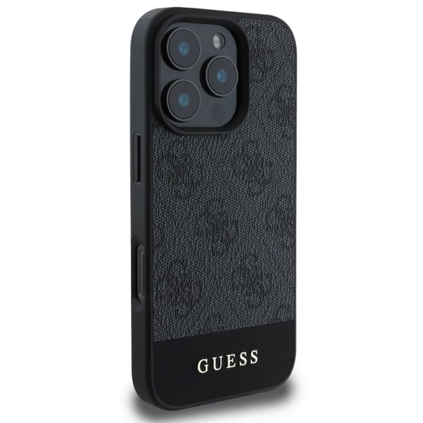 Guess Coque arrière Bottom Stripe 4G Apple iPhone 16 Pro - Gris