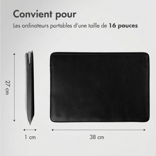 Accezz Leather Pochette ordinateur Apple MacBook 16 pouces - Noir