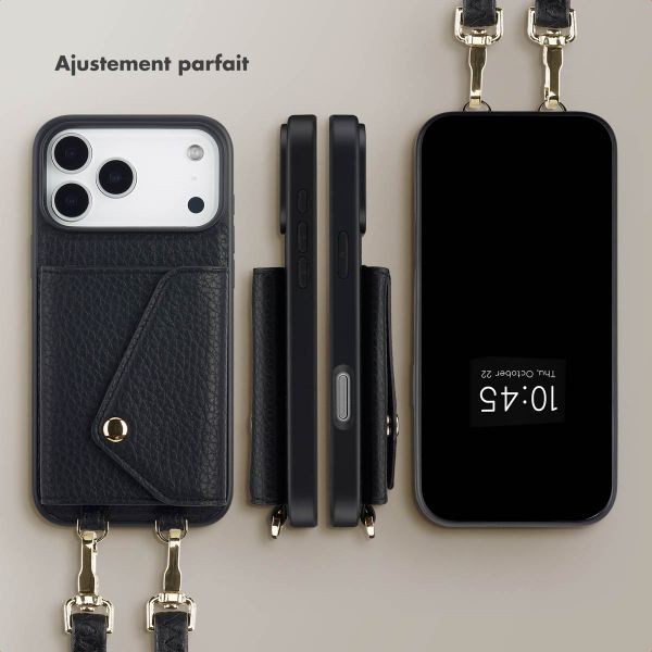 Selencia Coque de télephone Sera avec cordon et porte-cartes enveloppe Apple iPhone 17 Pro Max - Noir