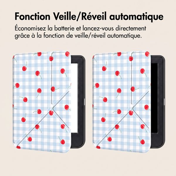 imoshion Étui de liseuse portefeuille design Pliable Kobo Clara Colour / BW - Cherry Check