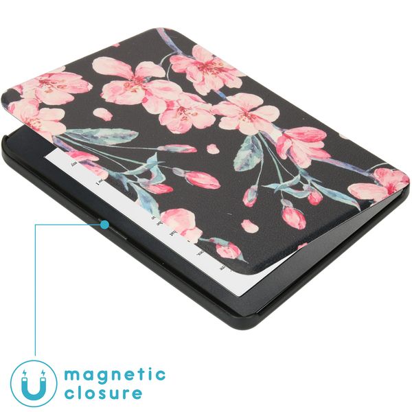 imoshion Design Slim Hard Case Sleepcover Kobo Clara HD - Blossom Watercolor Black