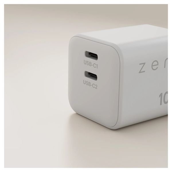 Zens Chargeur compact 2x USB-C 100W - Adaptateur secteur - Blanc