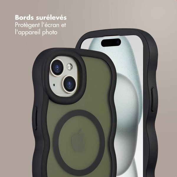 Selencia Coque arrière Wavy avec MagSafe Apple iPhone 15 - Noir