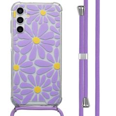 imoshion Coque Design avec cordon Samsung Galaxy A15 (5G) - Tropical Violet Flowers Connect