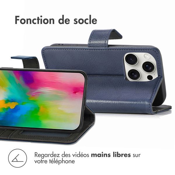 imoshion Étui de télephone portefeuille de luxe Apple iPhone 16 Pro Max - Bleu foncé