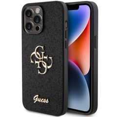 Guess Coque 4G Metal Logo Glitter Apple iPhone 15 Pro Max - Noir
