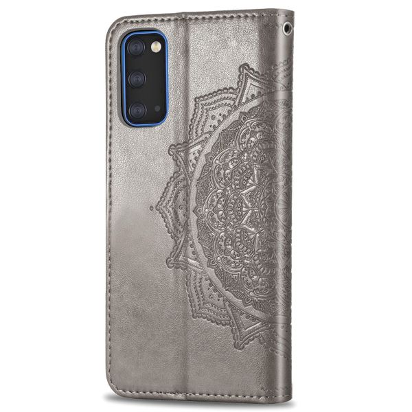 Etui de télephone portefeuille Mandala Samsung Galaxy S20 - Gris