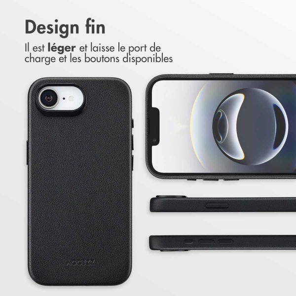 Accezz Coque arrière en cuir avec MagSafe Apple iPhone 17e / 16e - Onyx Black